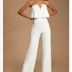 Lulus power of love white strapless jumpsuit
